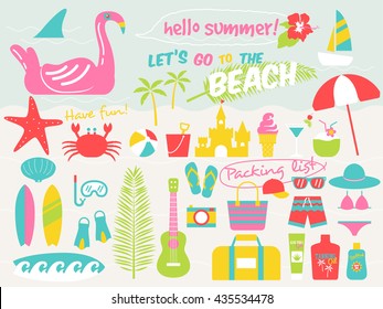 lets go to the beach,summer design elements,summer illustration