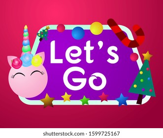 let's go, beautiful greeting card background or template banner with cute christmas character theme. vector design illustration