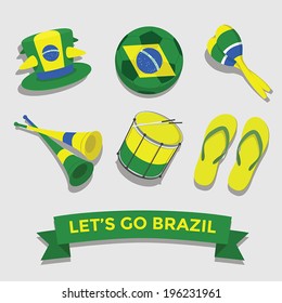 Let's go Brazil icon for cheering fan set