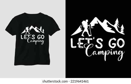 Vamos a acampar el Diseño SVG con Camp, Tienda, Montaña, Jangle, Árbol, silueta de senderismo