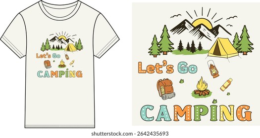 Let's go camping t-shirt design vector illustration