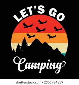 let's go campingillustrations with patches for t-shirts and other uses