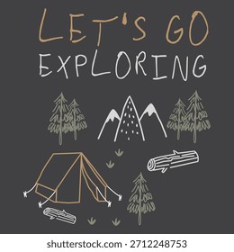 vamos explorar design de arte de linha- acampamento- aventura