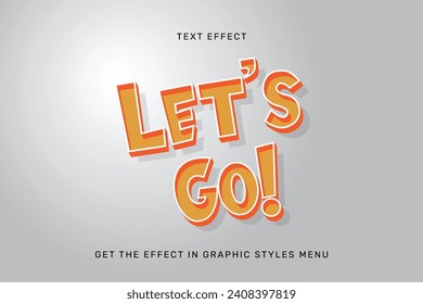 Let's go a fun cartoon 3d text effect styles mockup concept Black text, 3d text mockup,
