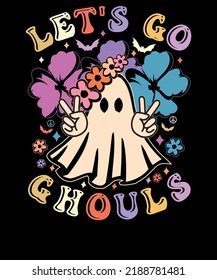 Let's go ghouls Halloween boo Retro t shirt Vintage Halloween Party t-shirt design svg