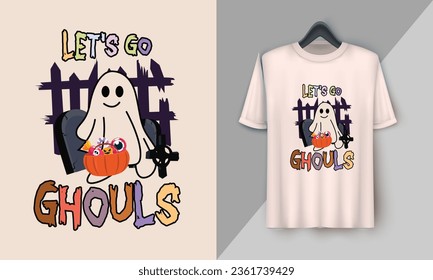 Vamos Ghouls - Retro Halloween Diseño de camisetas con estilo groovy, Boo, Ghost, Calabaza, bruja, etc 