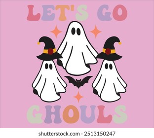 Let's Go Ghouls Retro T-shirt, Halloween Retro,  Spooky Season,