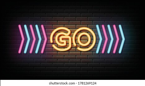 Let's go neon sign, neon symbol