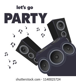 Lets Go Party Audio Speakers Background Vector Image
