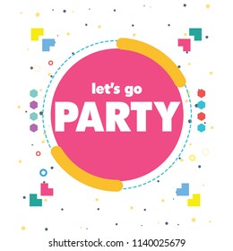 Lets Go Party Pink Circle Frame Background Vector Image
