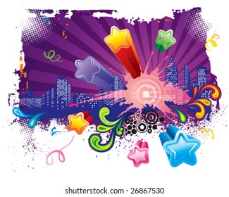 Let's go party, Urban celebration design, vector layered.