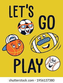 lets go play, boys sports graphic tees vector designs and other uses