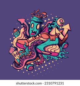 Lets go playing with shoes Illustration for merchandise, apparel or other