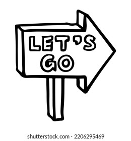 let's go post sign hand drawn colorvector illustration