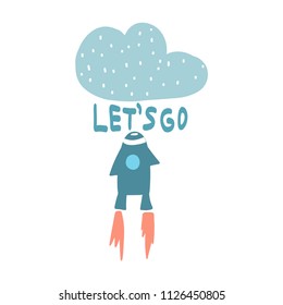 Let's go. Scandinavian style. Prints for clothes and postcards, for children. 