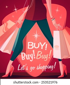 Let's go shopping! Vector illustration.