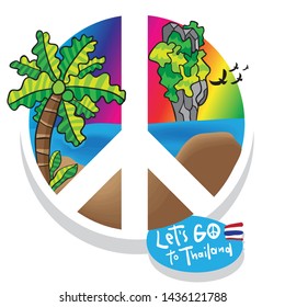 Let's go to Southern Thailand, Koh Samui, Phuket, Koh Tao, Koh Phangan, Love Peace and Harmony Vector illustration