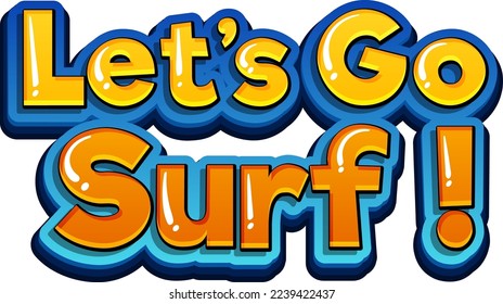 Lets go surf icon cartoon style illustration