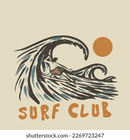 Let's Go Surf. Illustration of waves. Surfing 