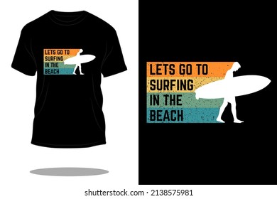 vamos a surfear en la playa retro diseño de camisetas