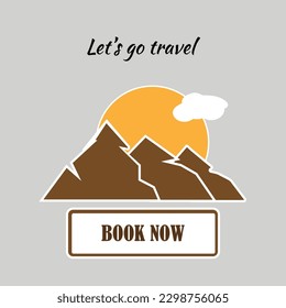 Let's go travel card on a gray background