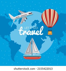 lets go travel lettering poster