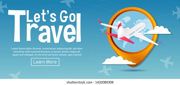 Let's Go Travel. Tourism. Travel banner.Modern flat design. EPS 10. Colorful. 