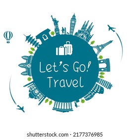 Let's go travel (vacation , travel motif ) vector illustration