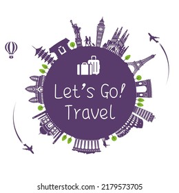Let's go travel (vacation , travel motif ) vector illustration