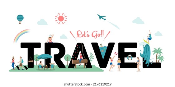 Let's go travel vector banner illustration