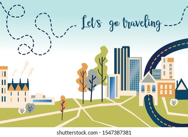 Lets go traveling!  World travel vector color illustration - Vektor