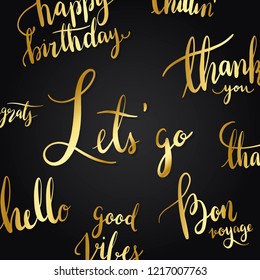 Let's go typography style vector set