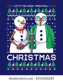 Lets The Good Time Roll Christmas Ugly Sweater Design