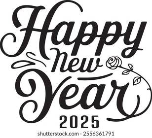 Let's greet 2025 with excitement and joy! A new year, a new beginning, and countless opportunities to realize aspirations and make wonderful memories. Cheers to the new year! vector typography.