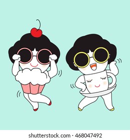 Let's Have A Coffee Break Card Character illustration