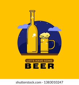 Let's Have Some Beer. Beer Illustration. Logo Type For Cafe. Vector Illustration