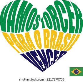 Let's hope Brazil win.Illustration, drawing, Brazil's sixth world football champion in the shape of a heart.