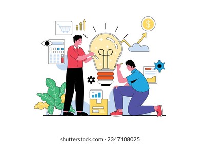 Let's Make A Business Idea Together - Flat Vector