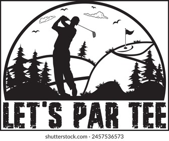 Let's par tee, golf team, golf club, golf ball, golf player