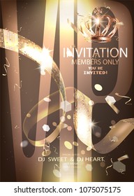 Let's Party banner with serpentine, air balloons ans sparkler letters