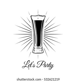Let's party beer label with sunburst.
