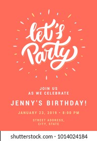 Lets Party Birthday Party Invitation Template Stock Vector (Royalty ...