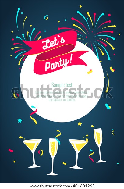 Lets Party Lets Celebrate Invitation Background Stock Vector Royalty
