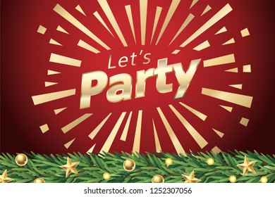 let's party Christmas and Happy new year background, vector