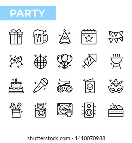 Let's Party Icon Set, Line Icon Style