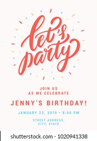 Let's party. Invitation template. 