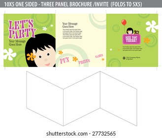 Let's Party Invite/brochure (folds down to 5x5 -  cropmarks bleeds included)