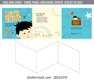 Let's Party Invite/brochure (folds down to 5x5 - cropmarks bleeds included)