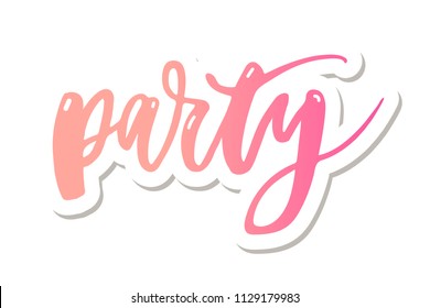 Let's Party Lettering Calligraphy Text Phrase Sticker Brush