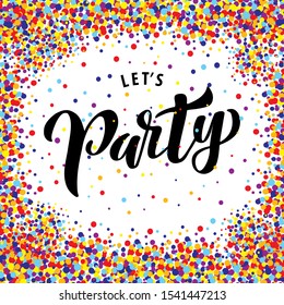 Let's party lettering. Vector illustration.